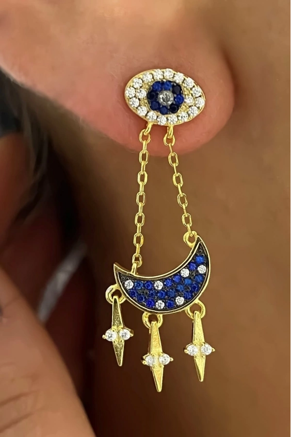 İthal Sallantılı Ay Küpe