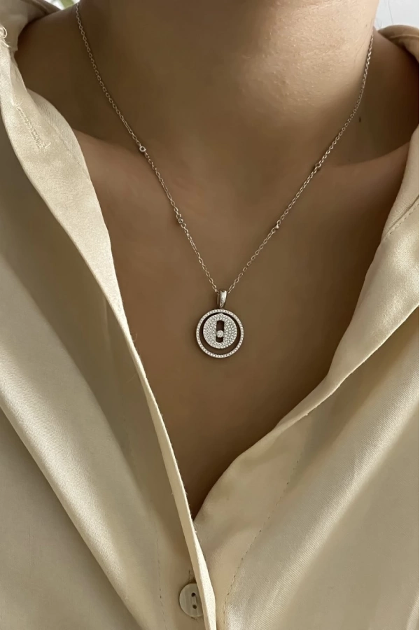 İthal Taşlı İçi Dönen Kolye