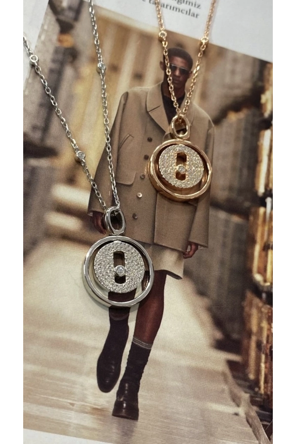 İthal Taşlı İçi Dönen Kolye