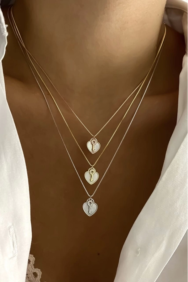 Kalpli Anahtar Kilit Kolye