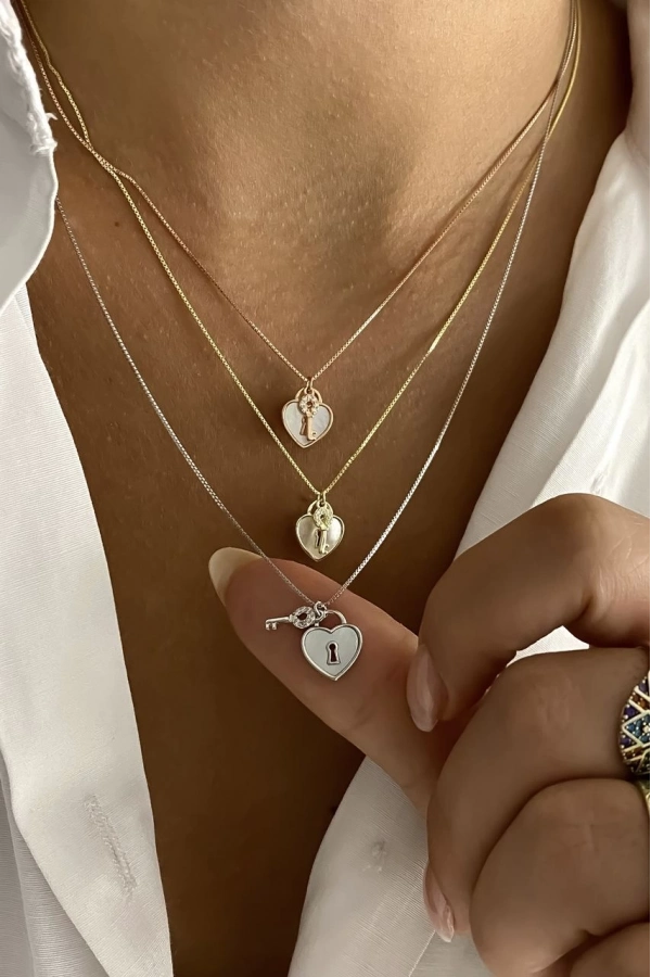 Kalpli Anahtar Kilit Kolye