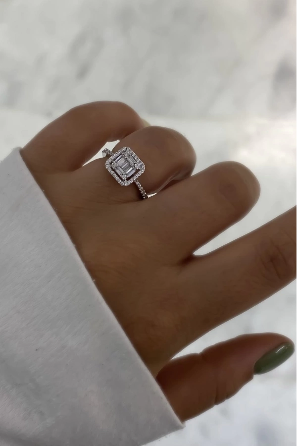 Kare Baget Tektaş Yüzük