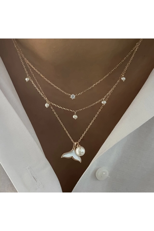 Kendinden 2li İncili Kolye