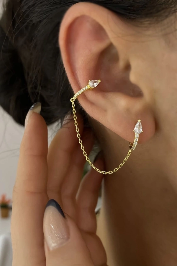 Kendinden Earcufflı Küpe