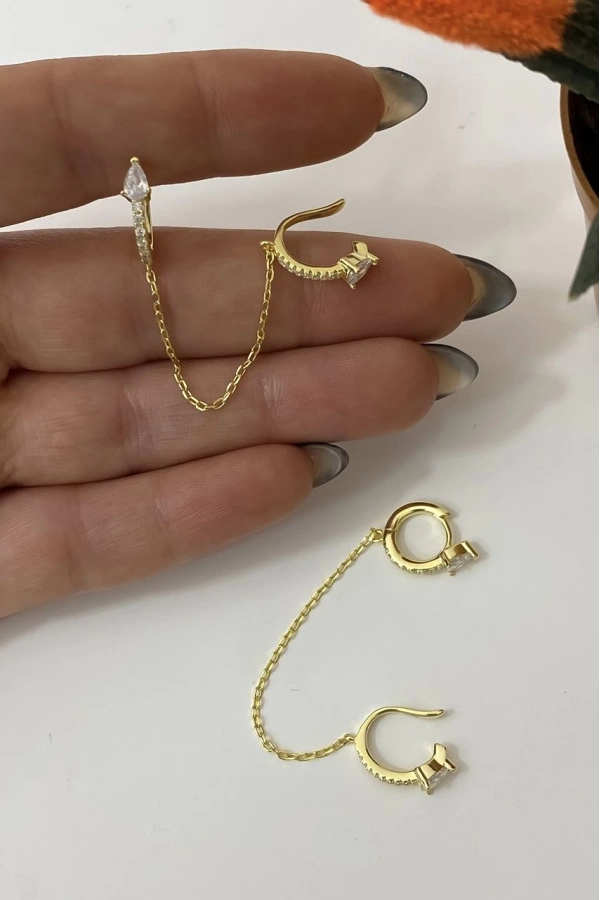 Kendinden Earcufflı Küpe
