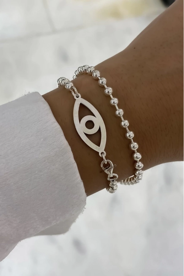 Kendinden İkili Top Zincirli Göz Bileklik