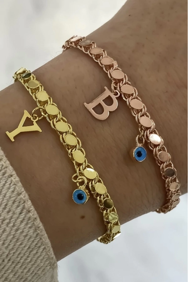 Köstek Zincirli Harf Bileklik