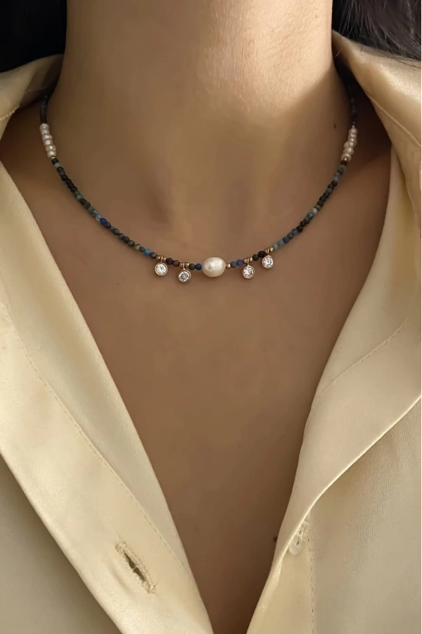 Krizokol Taşlı Kolye