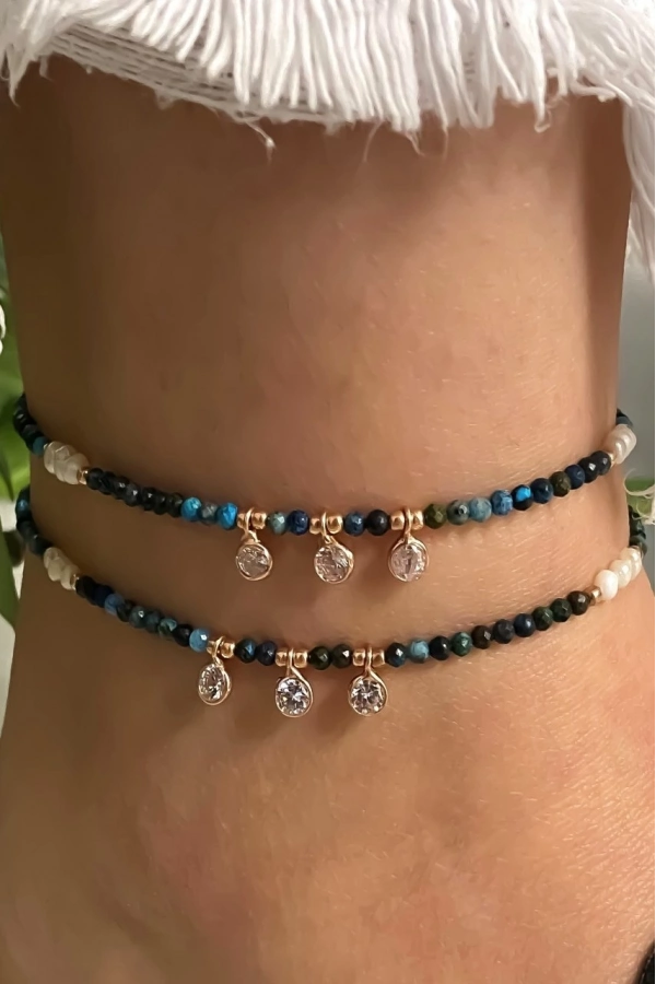 Krizokol Taşlı Ve İncili Halhal