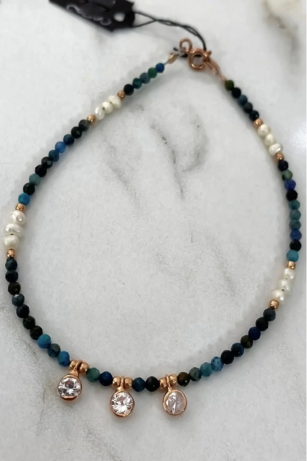 Krizokol Taşlı Ve İncili Halhal