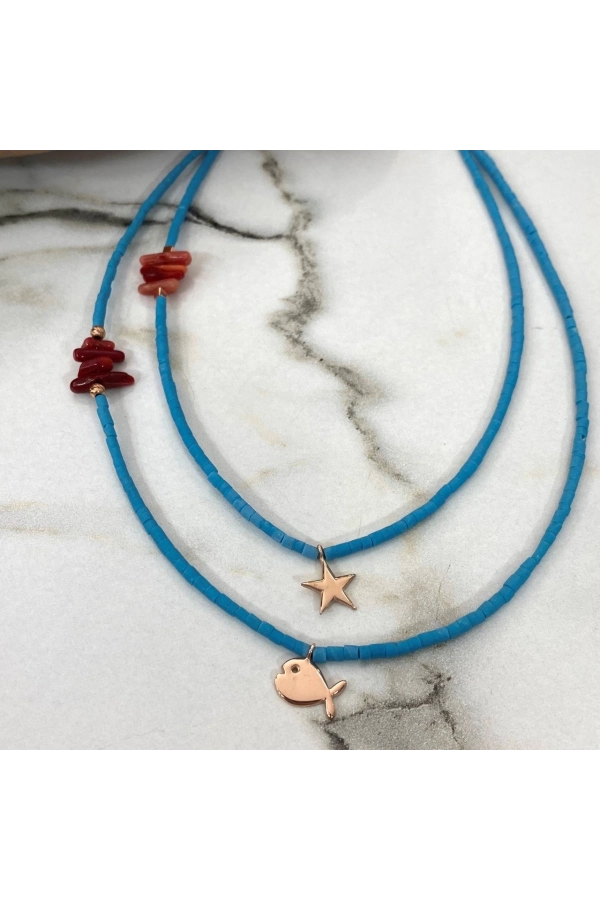 Kum Turkuaz Figür Kolye