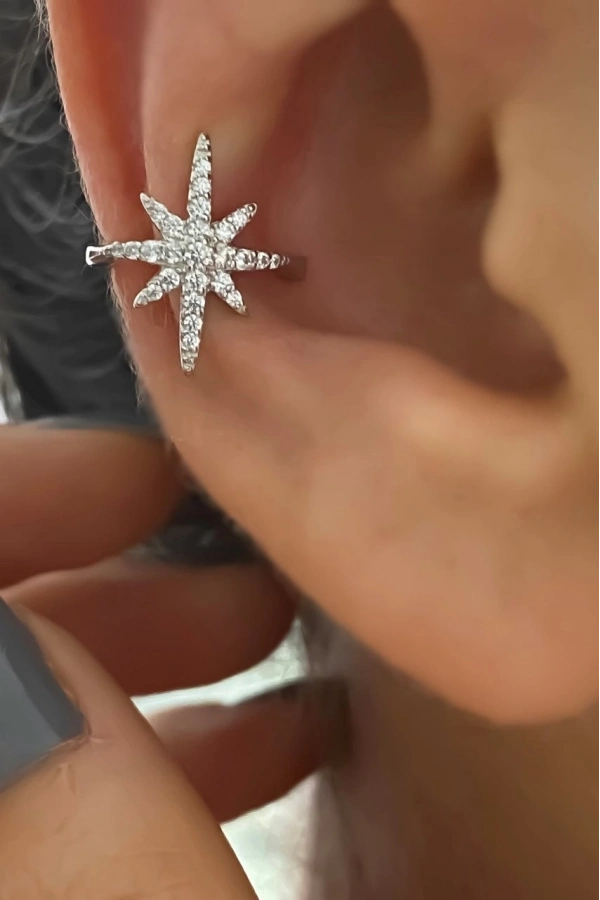 Kutup Yıldızı Earcuff Küpe