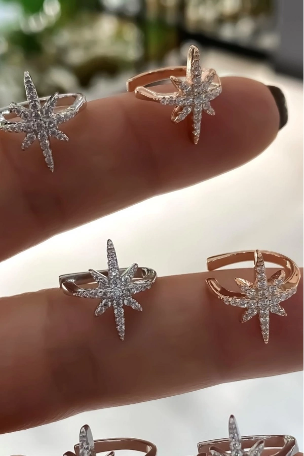 Kutup Yıldızı Earcuff Küpe