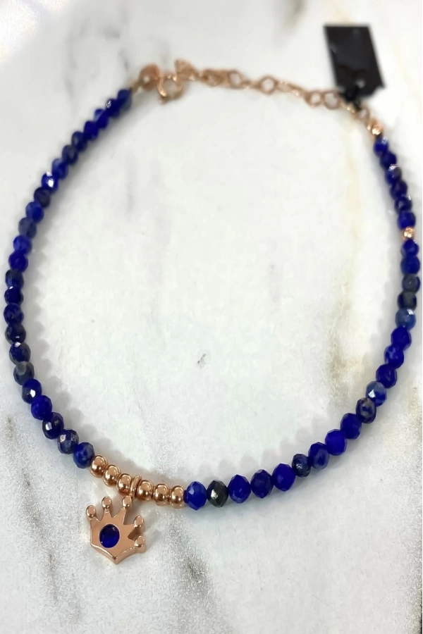 Lapis Taşlı Taç Detaylı Halhal