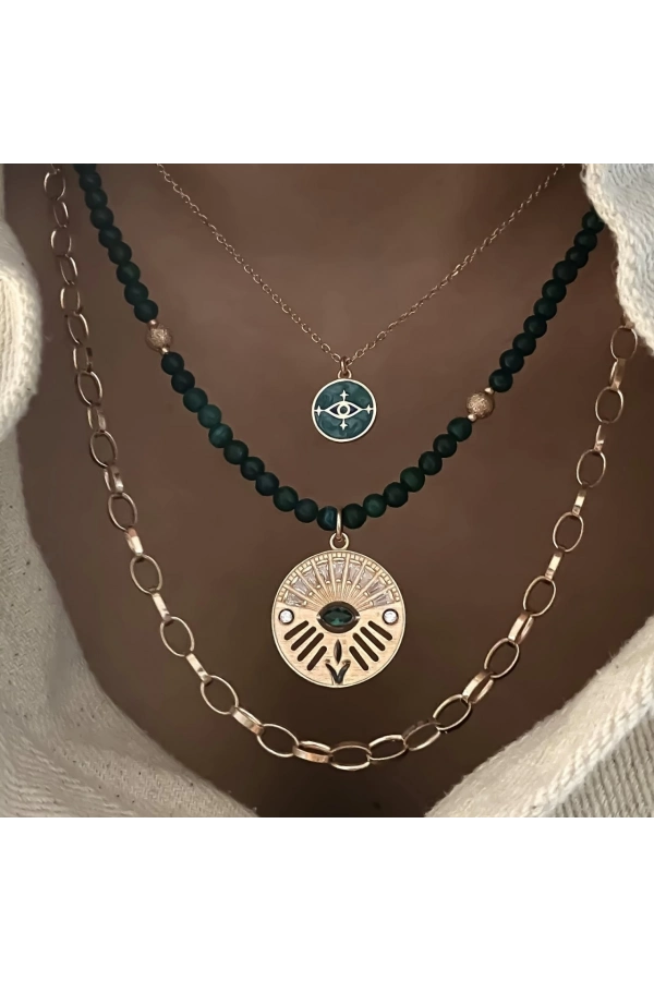 Malahit Taşlı Göz Kolye