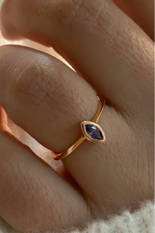 Markiz Kesim Ametist Taşlı Yüzük