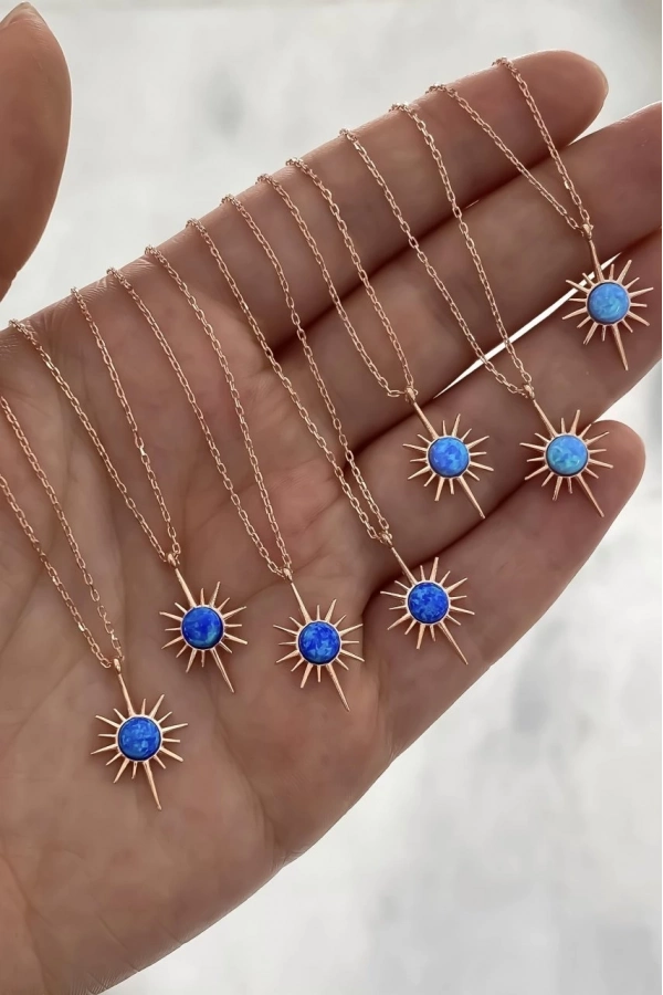 Mavi Opal Taşlı Kutup Yıldızı Kolye