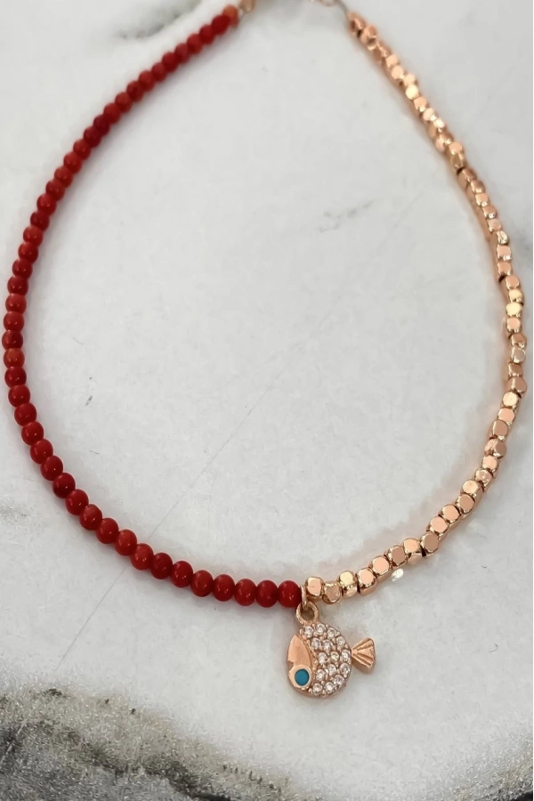 Mercan Taşlı Balık Detaylı Halhal