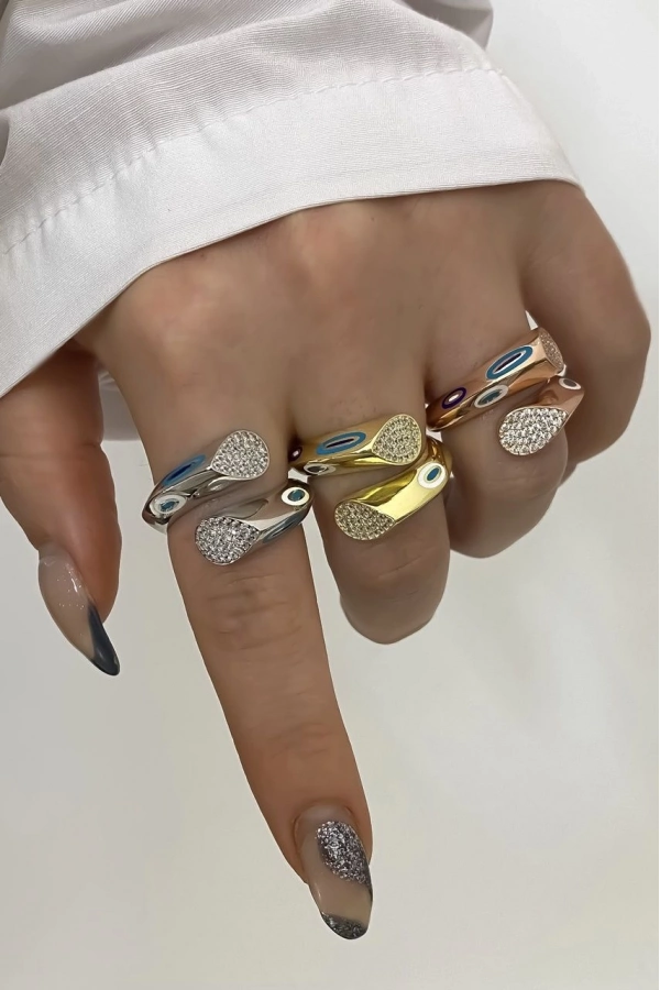 Mine İşçilikli Taşlı Yüzük