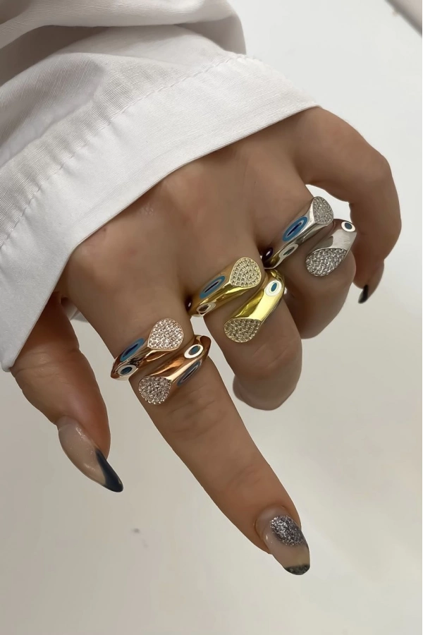 Mine İşçilikli Taşlı Yüzük