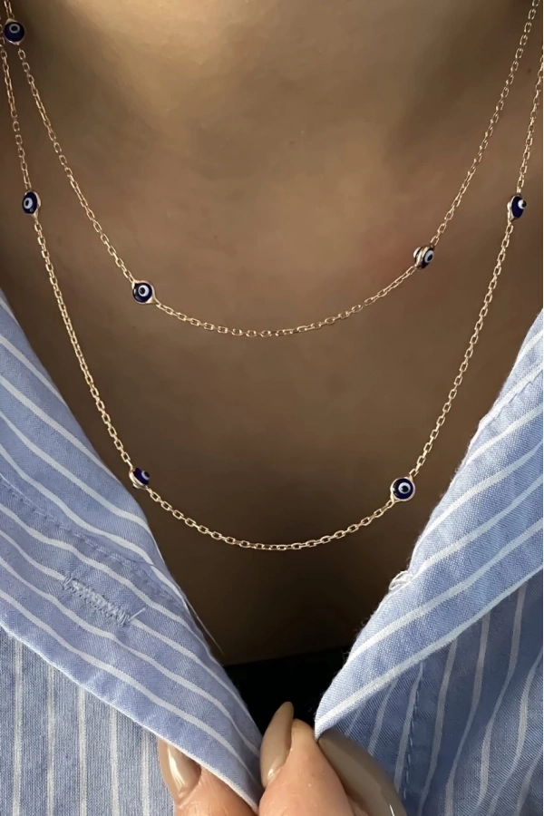 Mineli Göz Detaylı Kolye