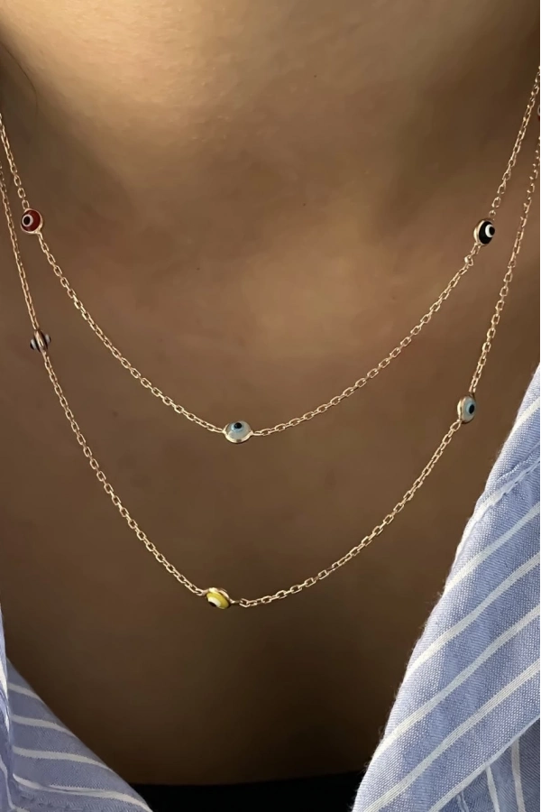 Mineli Göz Detaylı Kolye