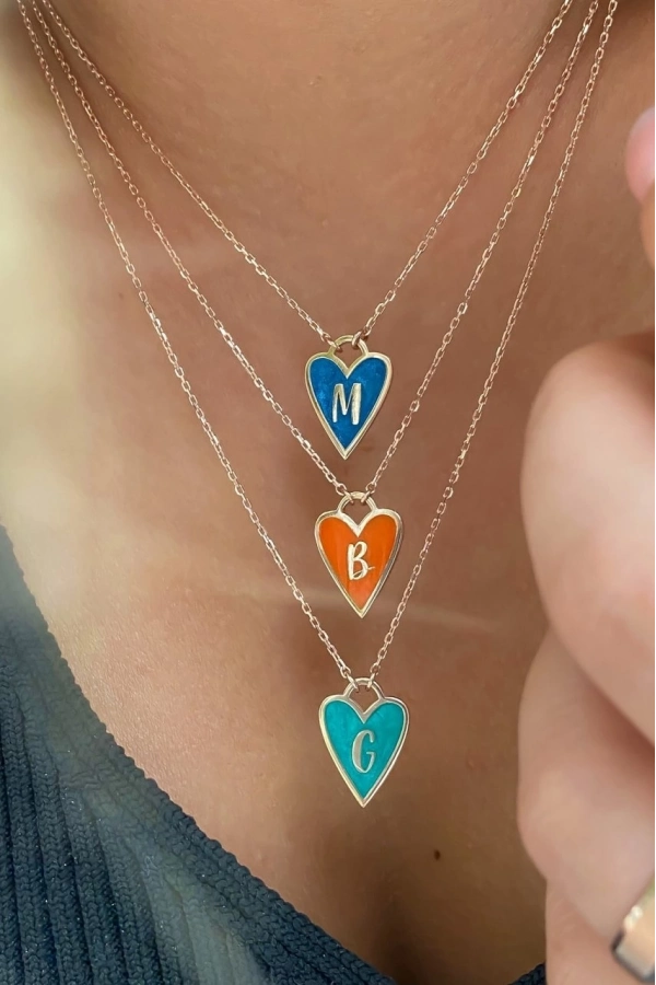 Mineli Kalp Harf Kolye