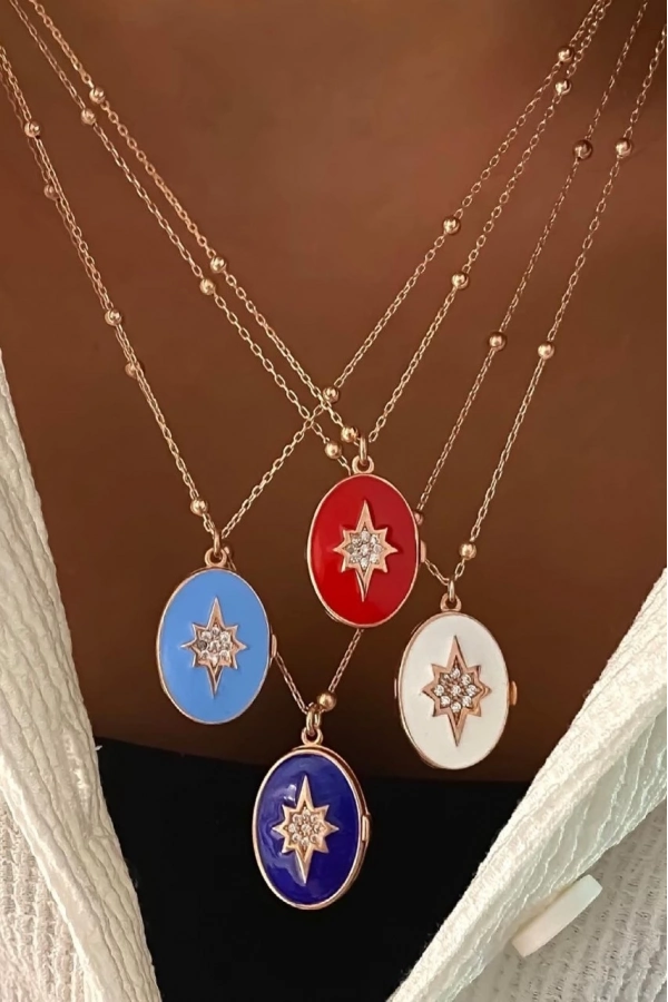 Mineli Kapaklı Madalyon Kolye