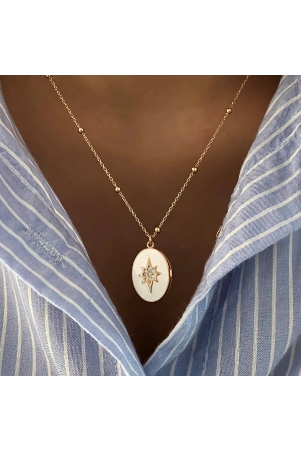 Mineli Kapaklı Madalyon Kolye