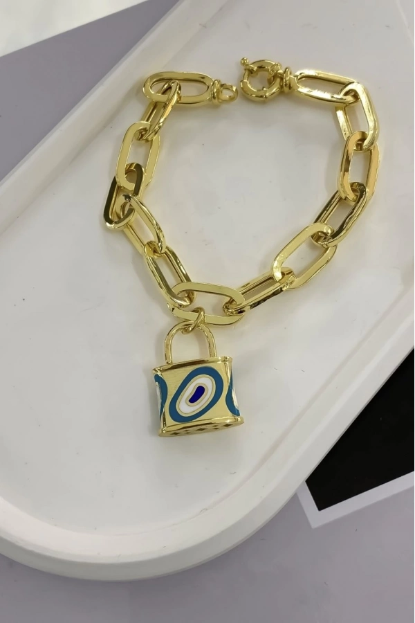 Mineli Kilit Ataç Zincirli Bileklik