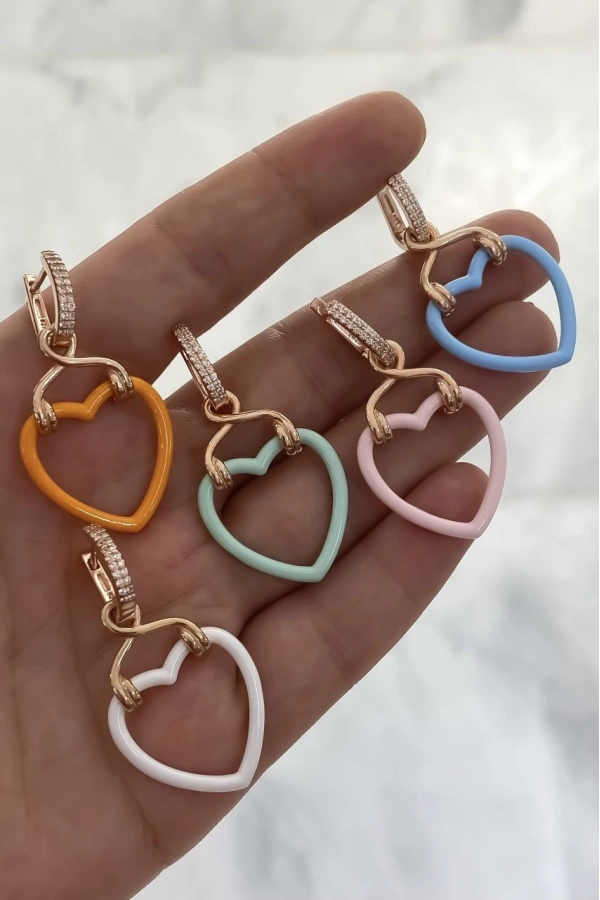 Mineli Sallantılı Kalp Küpe