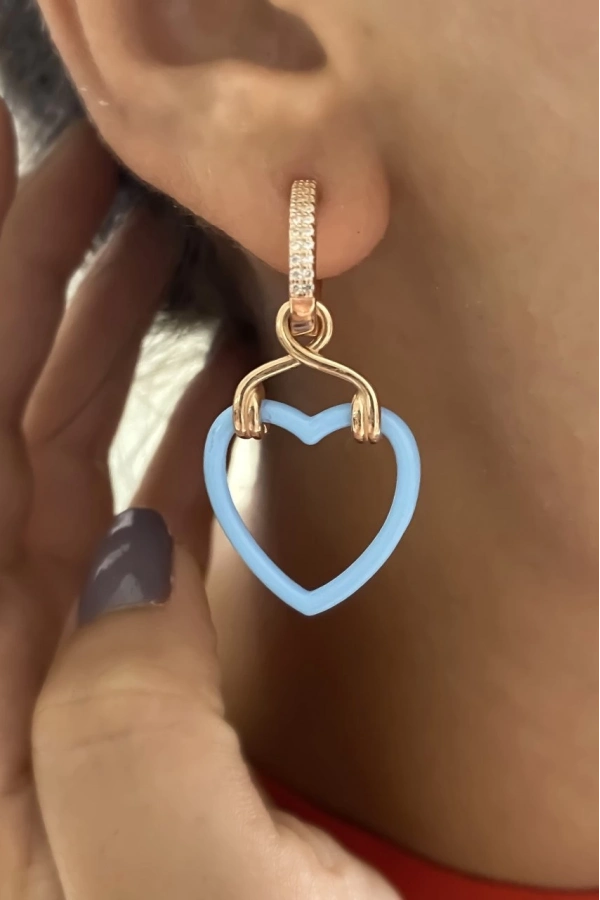 Mineli Sallantılı Kalp Küpe