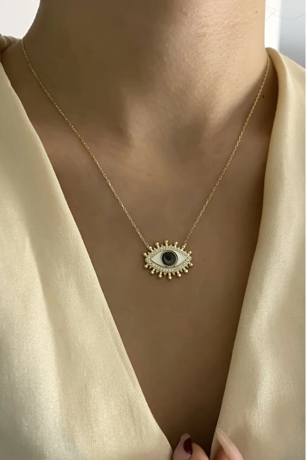 Mineli Taşlı Göz Kolye