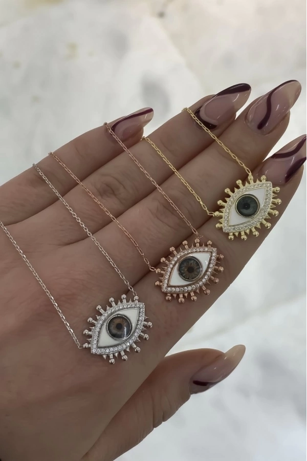 Mineli Taşlı Göz Kolye