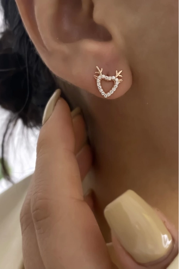 Minimal Kalp Geyik Küpe