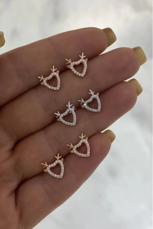 Minimal Kalp Geyik Küpe