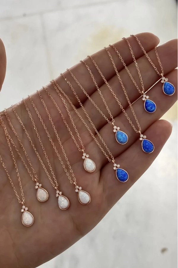 Minimal Opal Taşlı Kolye