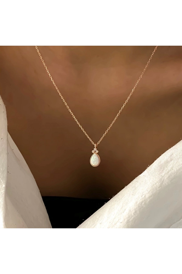 Minimal Opal Taşlı Kolye