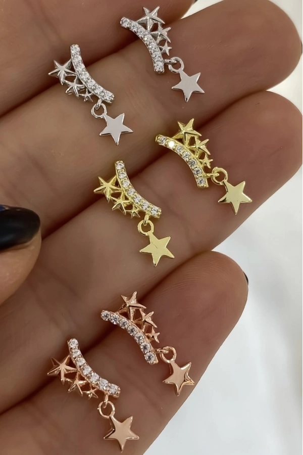 Minimal Sallantılı Yıldız Küpe