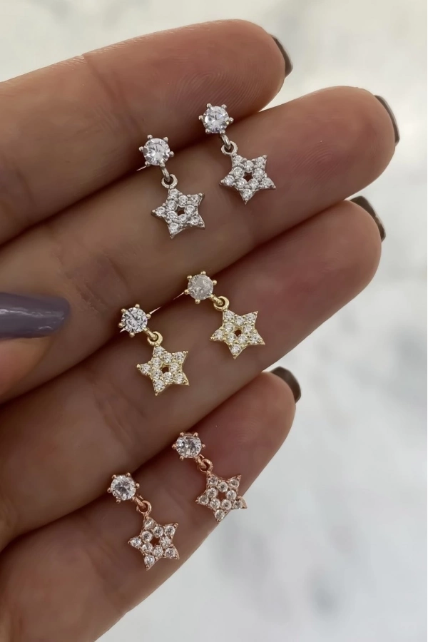 Minimal Sallantılı Yıldız Küpe