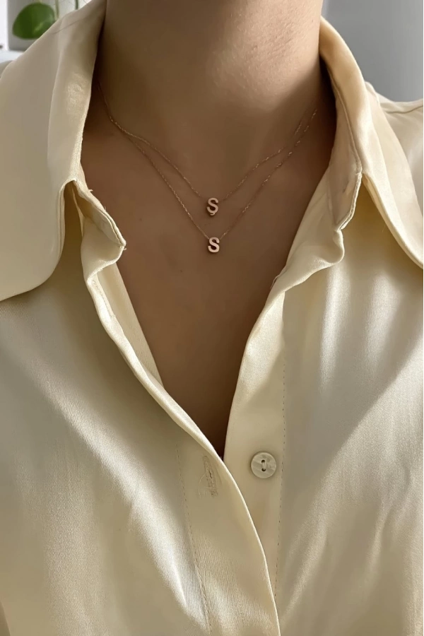 Minimal Taşsız Harf Kolye