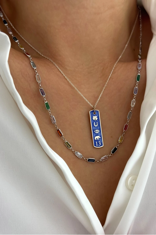 Mix Taşlı Baget Kolye