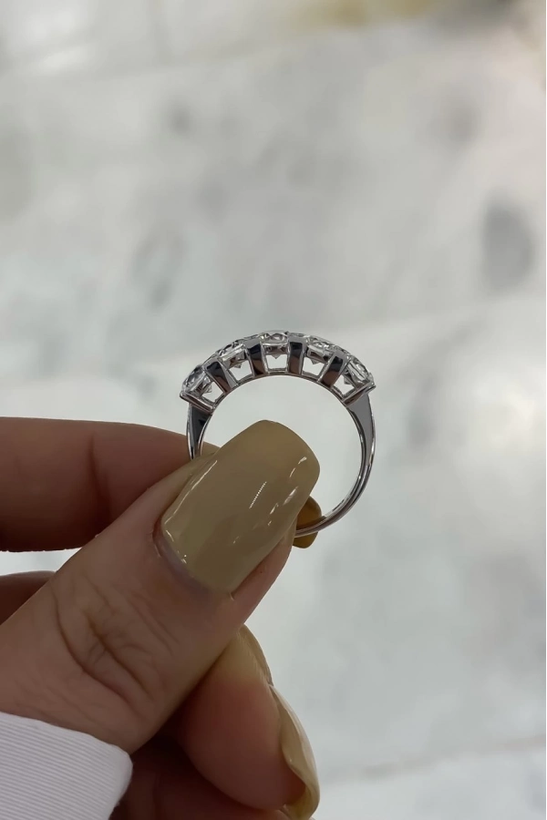 Mozanit Taşlı 5 mm Beştaş Yüzük