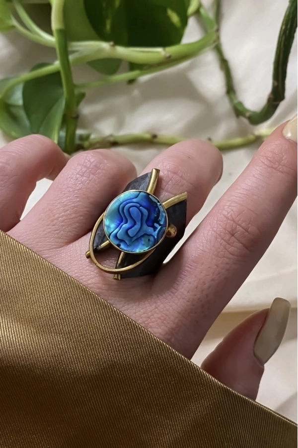 Okyanus Sedefli El İşi Yüzük