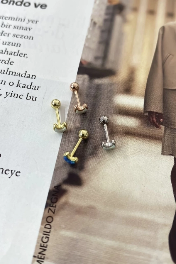 Opal Taşlı Ay Piercing