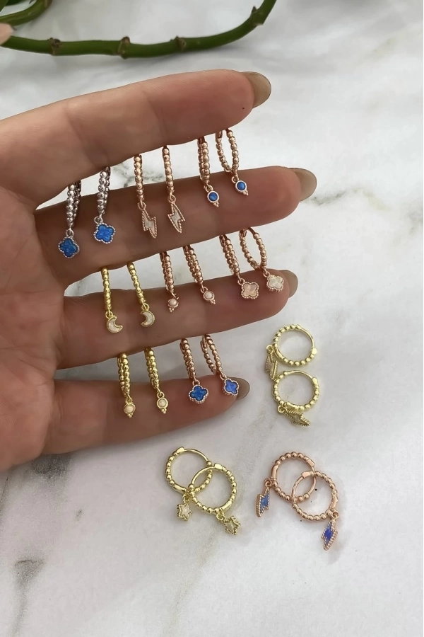 Opal Taşlı Çıtır Küpe