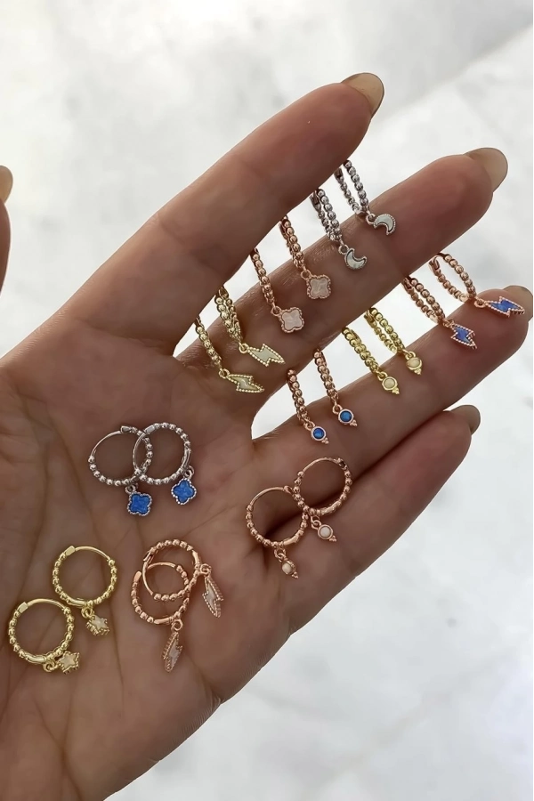 Opal Taşlı Çıtır Küpe