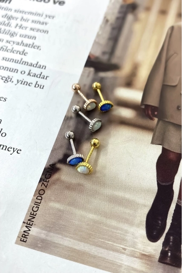 Opal Taşlı Damla Piercing