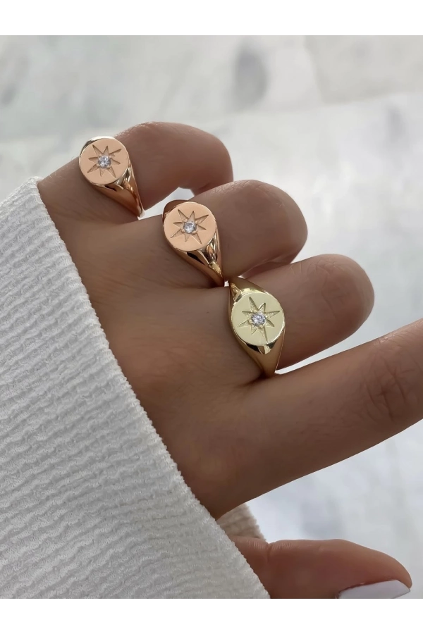 Ortası Taşlı Kutup Yıldızı Yüzük