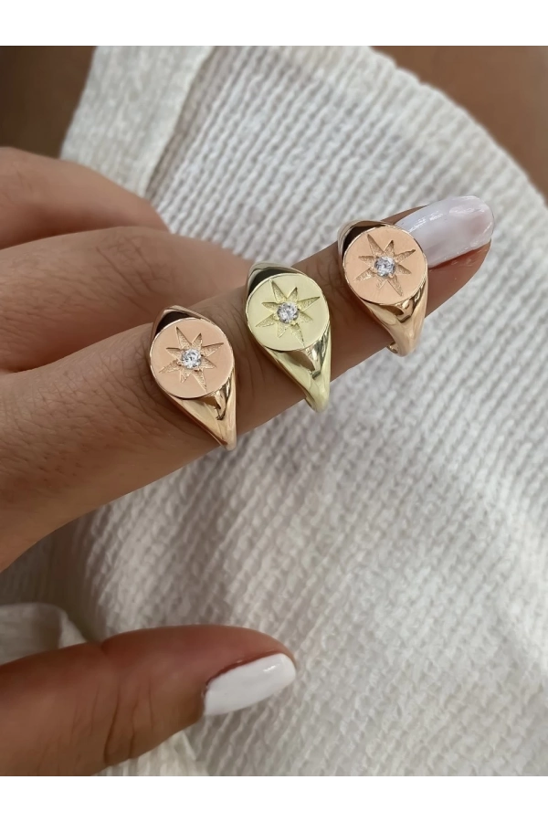 Ortası Taşlı Kutup Yıldızı Yüzük